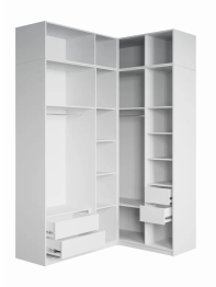 Угловой шкаф для одежды распашной с ящиками и антресолью, София, 2600х1700х1300мм