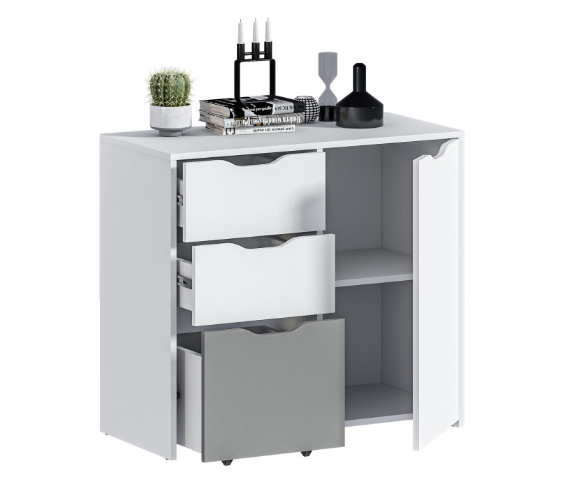 Детские комоды, Комод Mika / Мика СБ-3282 Белый/Белый,Серый