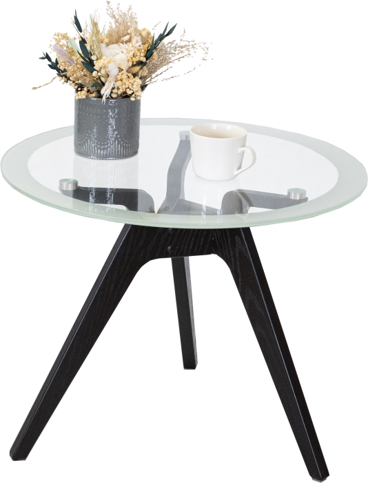 Журнальные столики, Стол журнальный Рилле 449 черный/стекло прозрачное