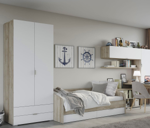 Антресоль Анима АН-3008, дуб серый, белый