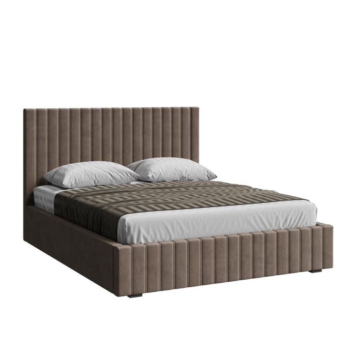 Мягкая кровать, Кровать двуспальная Болонья велюр 140х200 см