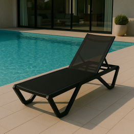 Алюминиевый шезлонг ENZO черный