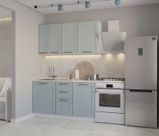 Кухонные гарнитуры, Кухонный гарнитур Регина Белый/МДФ Modern Серый 1,5 м