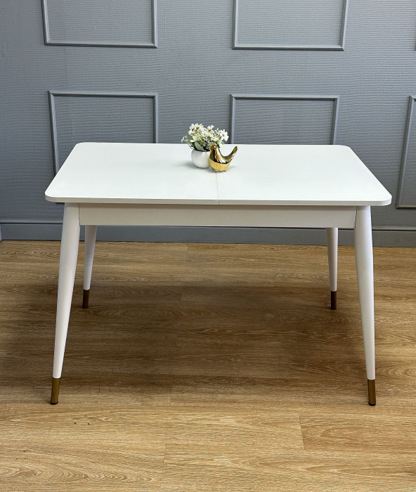 Обеденные столы, Стол Kenner K1100 раздвижной, стекло белое сатин