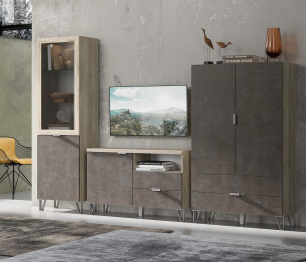 Шкаф Анима ШК-3024, дуб серый, камень темный