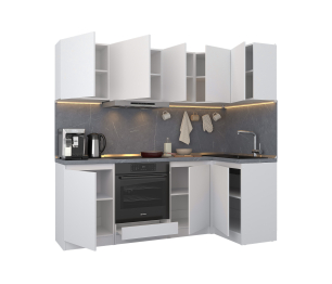 Кухонный гарнитур Леон угловой 210х100 см, белый