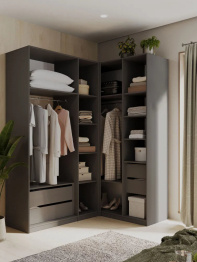 Угловой шкаф для одежды распашной с ящиками, София, 2200х1700х1300мм