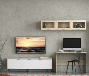 Тумба Анима ТБ-3006, дуб серый, белый