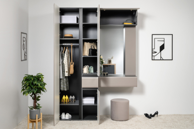 Шкаф комбинированный Сидней 13.18, антрацит, веллюто капучино