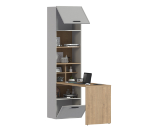 Стеллаж со столом Милан СБ-3261 Серый,Дуб Гамильтон/МДФ Светло серый