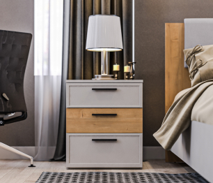 Тумба с ящиками Милан СБ-3295 Серый/Дуб Гамильтон,МДФ Светло серый