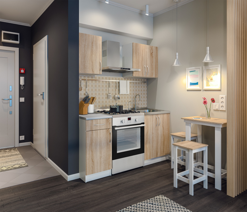 Кухонные гарнитуры, Кухня Деми Белый / Дуб Сонома 1 м