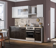 Кухонные гарнитуры, Кухонный гарнитур Элен Белый/Дуб Планк,Дуб Мажор/МетрополитанR5 1,7 м