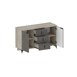 Комод Шер КМ-2302, дуб серый, айронвуд серебро