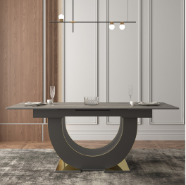 Стол Монако, столешница керамогранит (1600/2000х900х820) золото