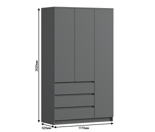 Шкаф 3 дверный с ящиками Леон СБ-3363