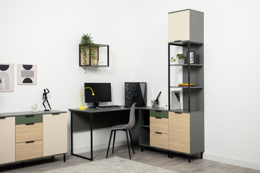 Детские комоды, Комод Марвэл 16.234.02, темно-серый, сатин, плэйн, дымчатый зеленый