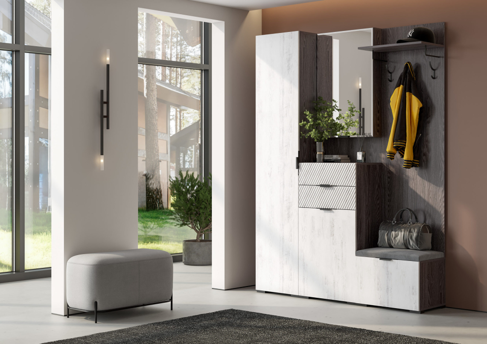 Для одежды, Шкаф Шаде ШК-3416, черный ясень, санторини белый