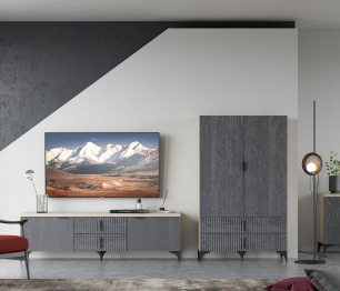 Шкаф Шер ШК-3324, дуб серый, айронвуд серебро