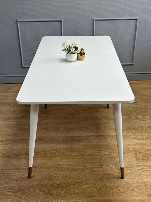 Обеденные столы, Стол Kenner K1100 раздвижной, стекло белое сатин