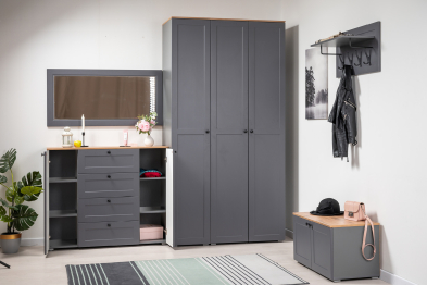 Комод Остин 16.221, серый графит, дуб золотой крафт