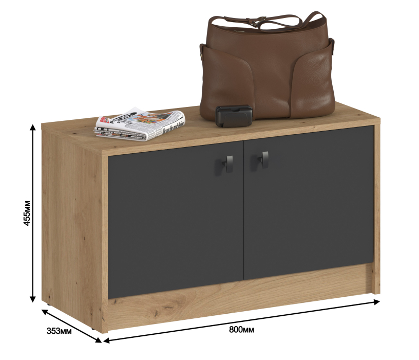 Тумбы, Тумба Сидней СБ-2583 Дуб дикий/Диамант серый