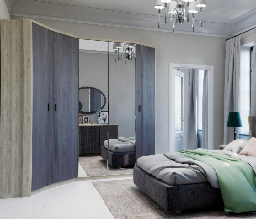 Для одежды, Шкаф угловой Шер ШК-2321, дуб серый/айронвуд серебро