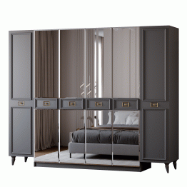 Шкаф в спальню 6-ти дверный (золото)