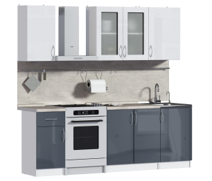Кухонный гарнитур Катя Белый/МДФ Белый глянец,Графит глянец/МетрополитанR5