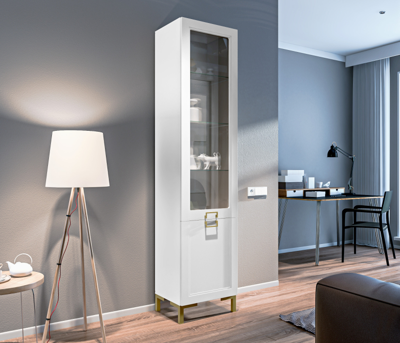 Шкафы пеналы, Шкаф-витрина Ассоль СБ-3429 Белый/МДФ Белый