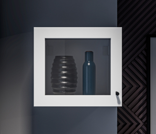 Твин СБ-3383 Полка Белая с фасадом со стеклом