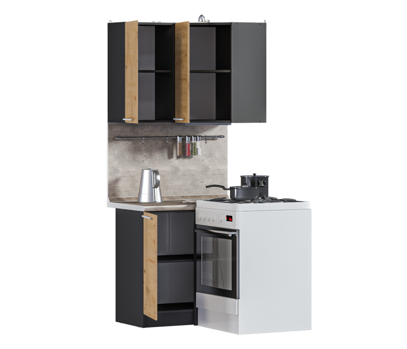 Кухонные гарнитуры, Кухонный гарнитур Ангелина угловой Диамант серый/Дуб дикий