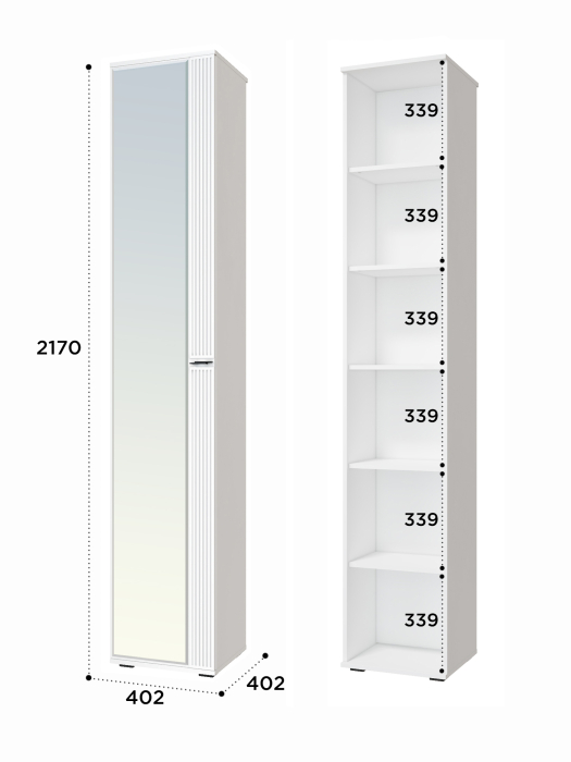 Шкафы одностворчатые, Шкаф-пенал Эмилия ЭЛ-12К с зеркалом