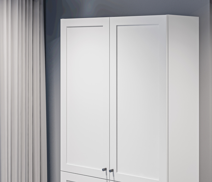 Прямые, Стеллаж Твин СБ-3373 Белый с глухими фасадами