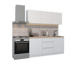 Кухонный гарнитур Леон прямой 180 см, белый