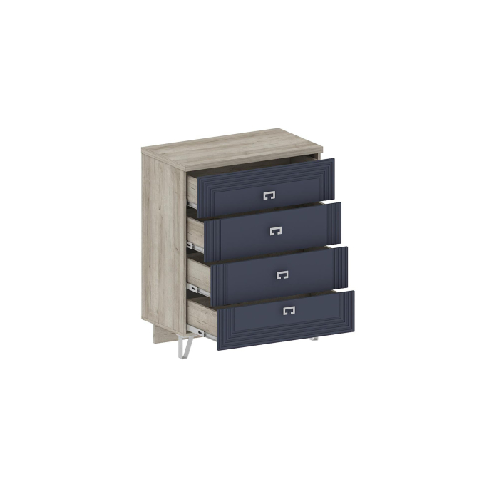 Комоды, Комод Лежер КМ-3102, дуб серый, холст сапфировый