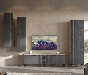 Тумба ТВ Шер ТБ-3305, дуб серый, айронвуд серебро