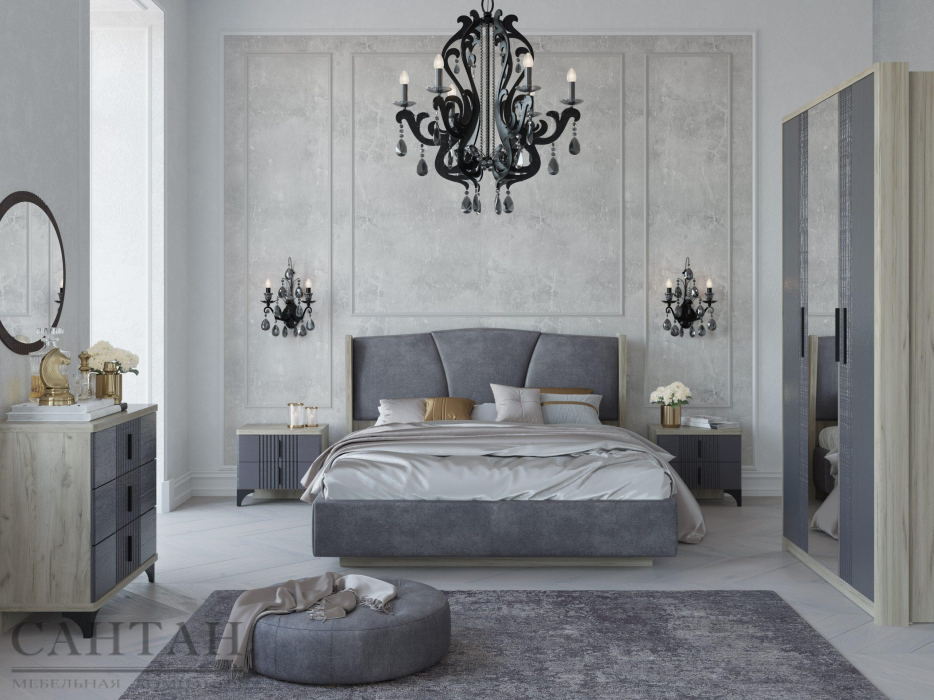 Комоды, Комод Шер КМ-2303, дуб серый, айронвуд серебро