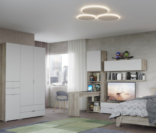 Антресоль Анима АН-3008, дуб серый, белый