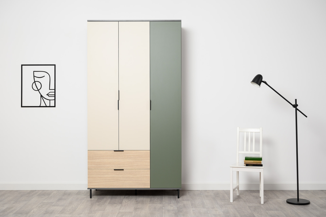 Для одежды, Шкаф Марвэл 16.317.03, темно-серый, сатин, плэйн, дымчатый зеленый