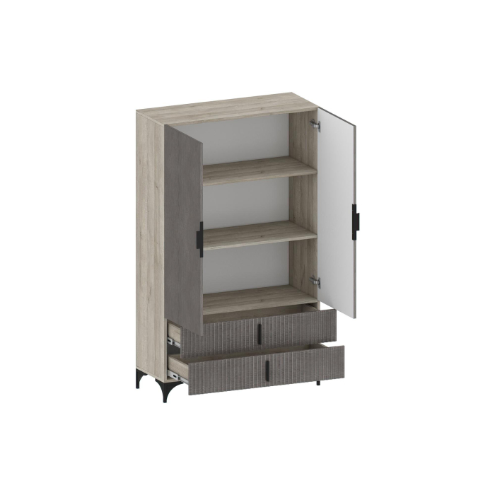 Шкафы распашные, Шкаф Шер ШК-3324, дуб серый, айронвуд серебро