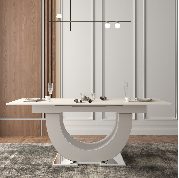 Обеденные столы, Стол Монако, столешница керамогранит (1600/2000х900х820) серебро