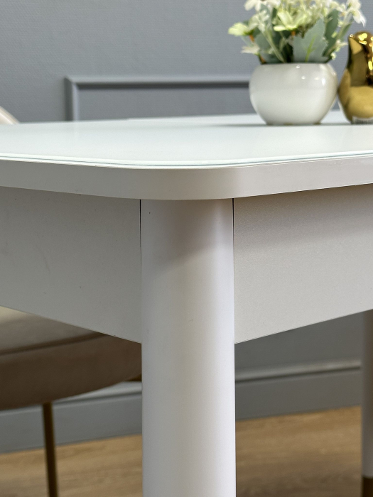 Обеденные столы, Стол Kenner K1100 раздвижной, стекло белое сатин