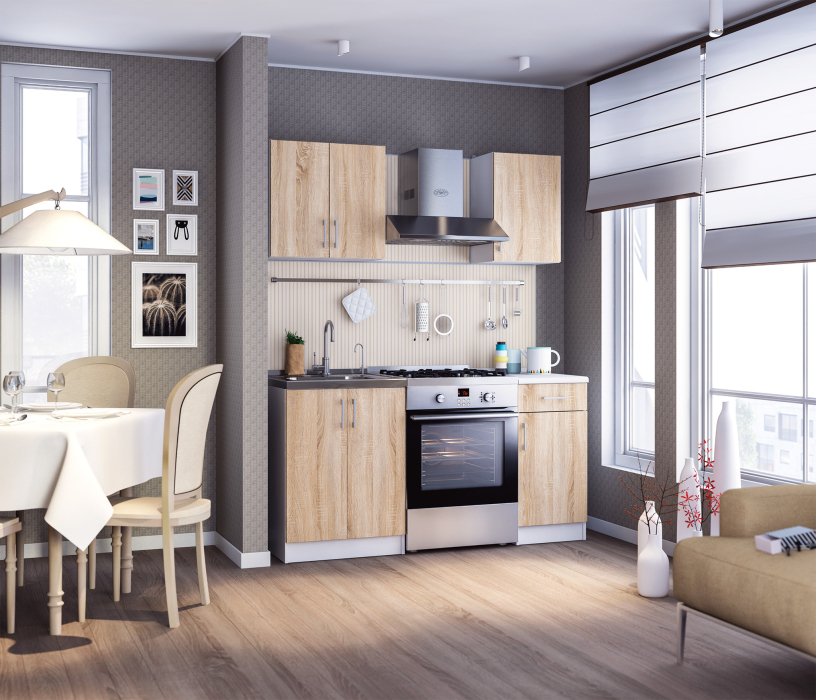 Кухонные гарнитуры, Кухня Деми Белый / Дуб Сонома 1 м