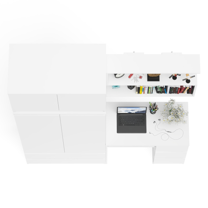 Домашние кабинеты, Компьютерный стол Мори МС-6 правый с полкой для книг и шкаф-комод с верхней антресолью