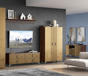 Тумба Шер ТБ-3304, дуб апрель темный, лофт голден пэлес