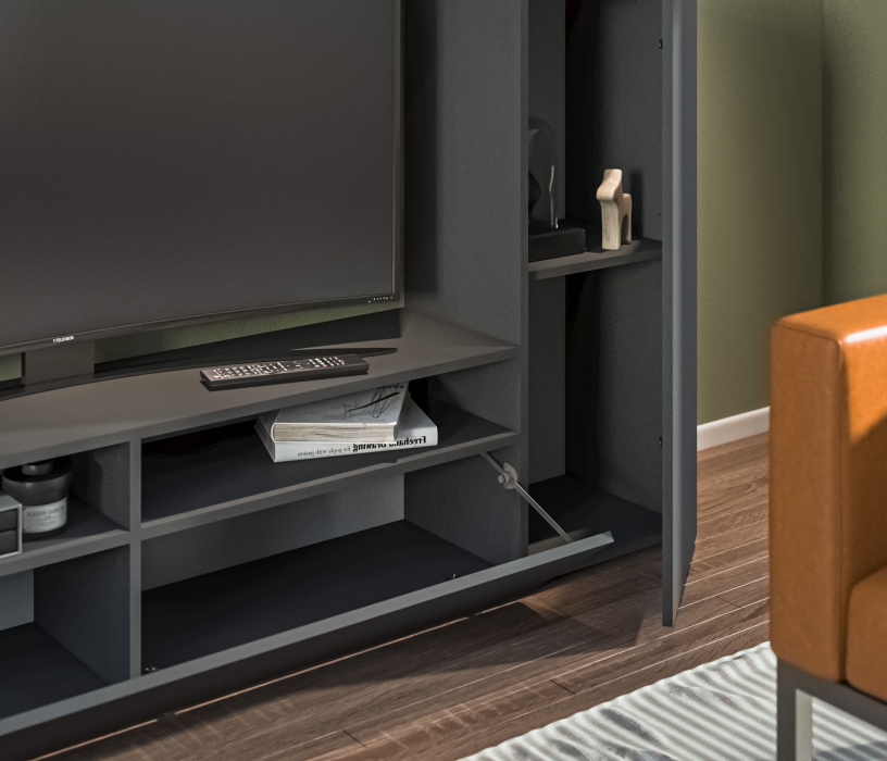 Стенки для гостиной, Стенка Медея СБ-3389 Диамант серый