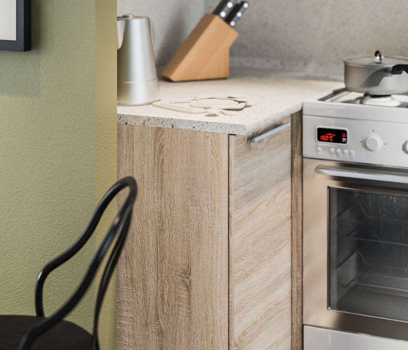 Кухонные гарнитуры, Кухня угловая Ангелина Классик Дуб Сонома 98 см