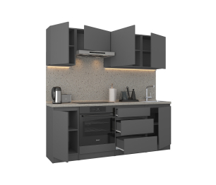 Кухонный гарнитур Леон прямой 210 см, диамант серый