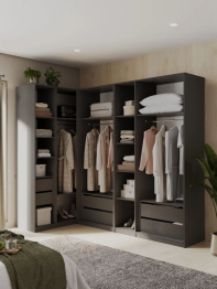 Угловой шкаф для одежды распашной с ящиками София 2200х2500х1300 мм